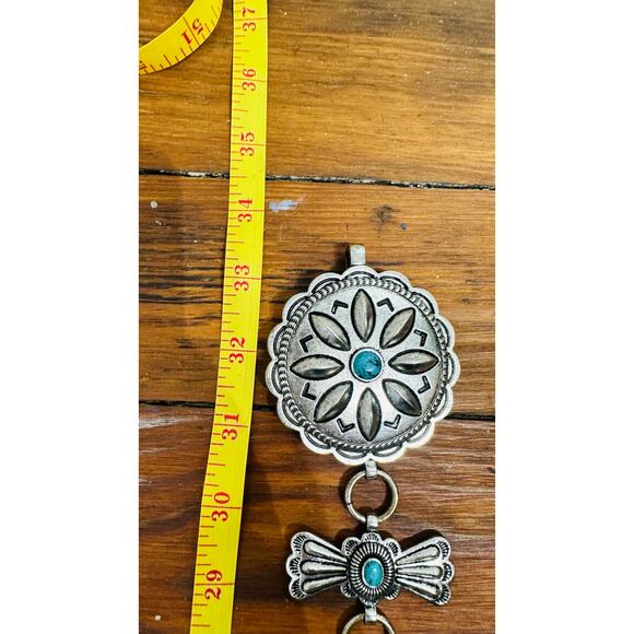 Western Concho Silver Color Turquoise Color Western Wear Belt Small/Medium main image 5
